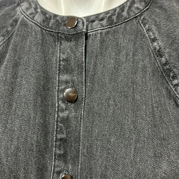 Time and Tru Women's Button Front Denim Mini Dress with Long Sleeves,A3 - Picture 5 of 13